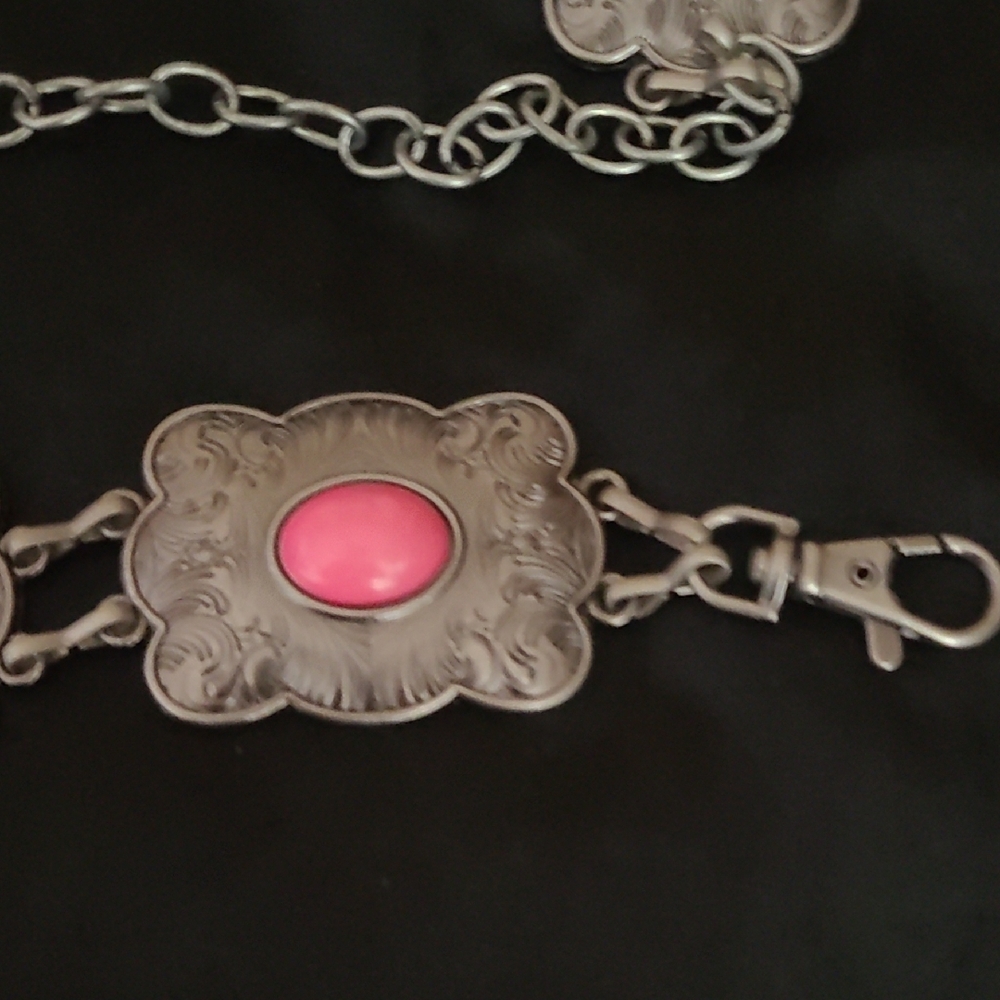 Silver and Pink Women's Belt - Picture 3 of 6